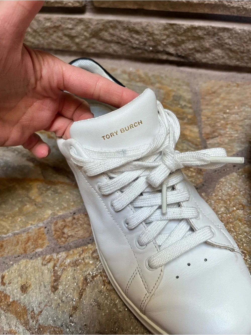 Tory Burch Howell Court leather sneakers Gold Logo Back White 8
